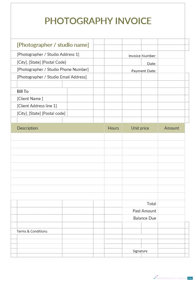 Download Sample Photography Invoice Template Photoshop template